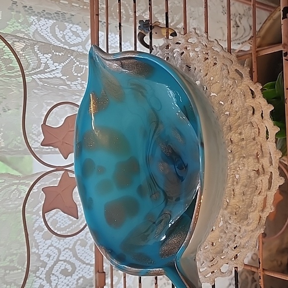 Murano Blue and Gold Glass Art Sculpture - Picture 3 of 3